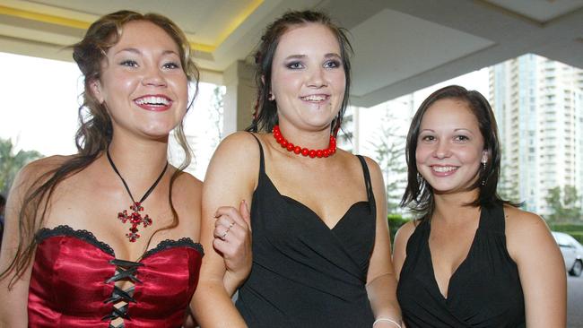 Ebonie Nelson, Sam Young, Tabitha Noffke at the Tweed River High School 2004 formal at the Marriot. Pic:Jono Searle