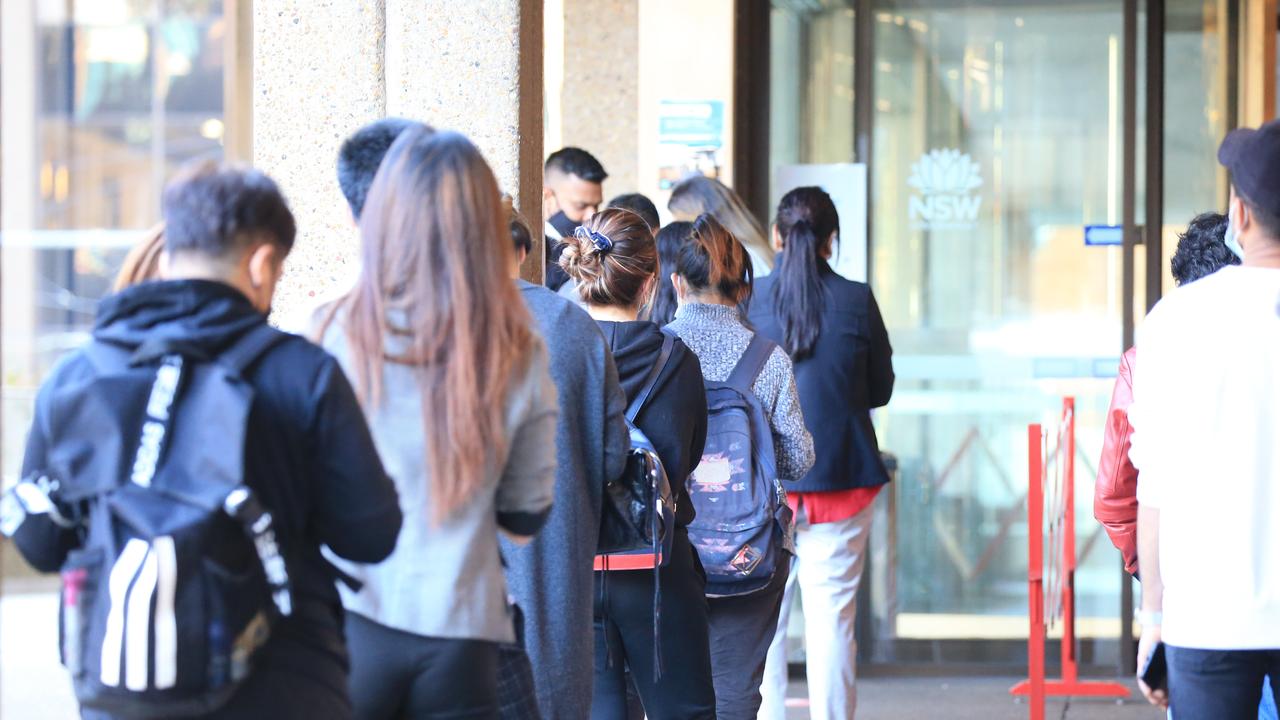 Every time there’s a lockdown it’s young people who find themselves in the Centrelink queue. Picture: NCA NewsWire / Christian Gilles