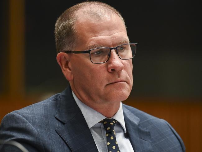 CANBERRA, AUSTRALIA, NewsWire Photos. FEBRUARY 12, 2024: ASIO's Deputy Director-General Vetting Service Delivery, Ewan Macmillan appears before the Legal and Constitutional Affairs Additional Estimates at Parliament house in Canberra. Picture: NCA NewsWire / Martin Ollman