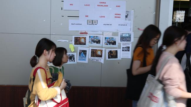 Pro China wall at UQ, St Lucia. Picture: Liam Kidston.