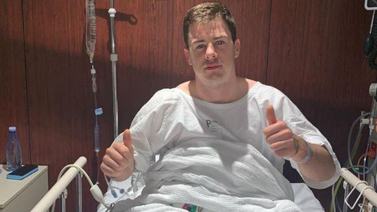 Jack Higgins recovering at The Epworth after his brain bleed. Picture: Instagram