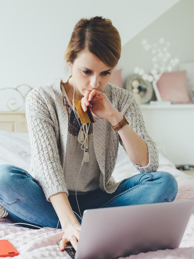 A woman shopping online.