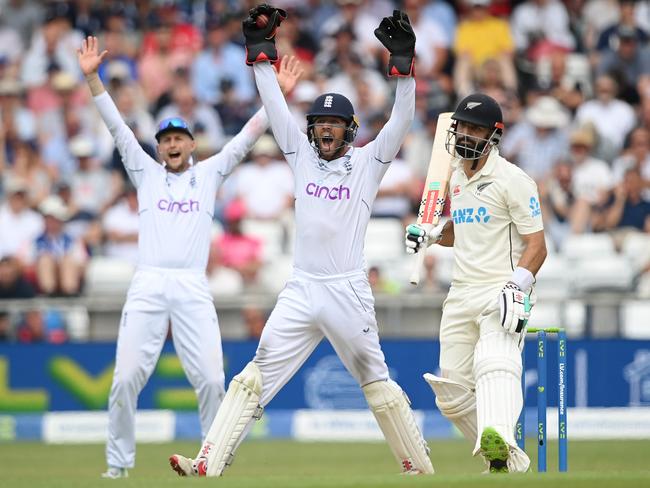 Ben Foakes appeals for a wicket during an England v New Zealand Test at Headingley last year. Picture: Alex Davidson/Getty Images