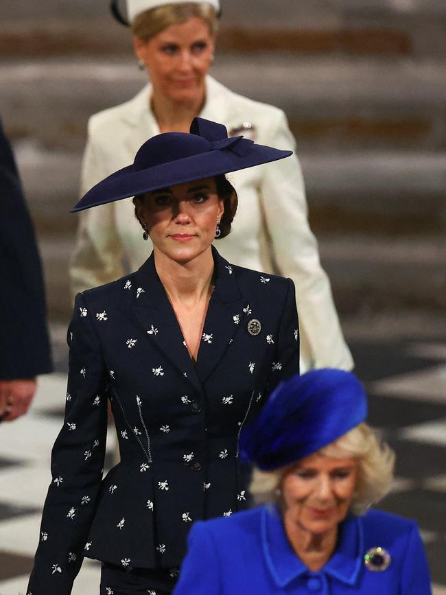 Camilla, Queen Consort, bottom, Catherine, Princess of Wales and Sophie, (the new) Duchess of Edinburgh attend the annual Commonwealth Day Service at Westminster Abbey. Picture: Getty Images