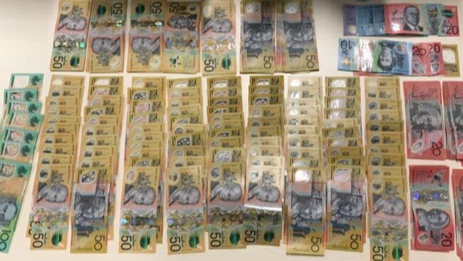 Cash allegedly seized during the raid. Pictures: supplied