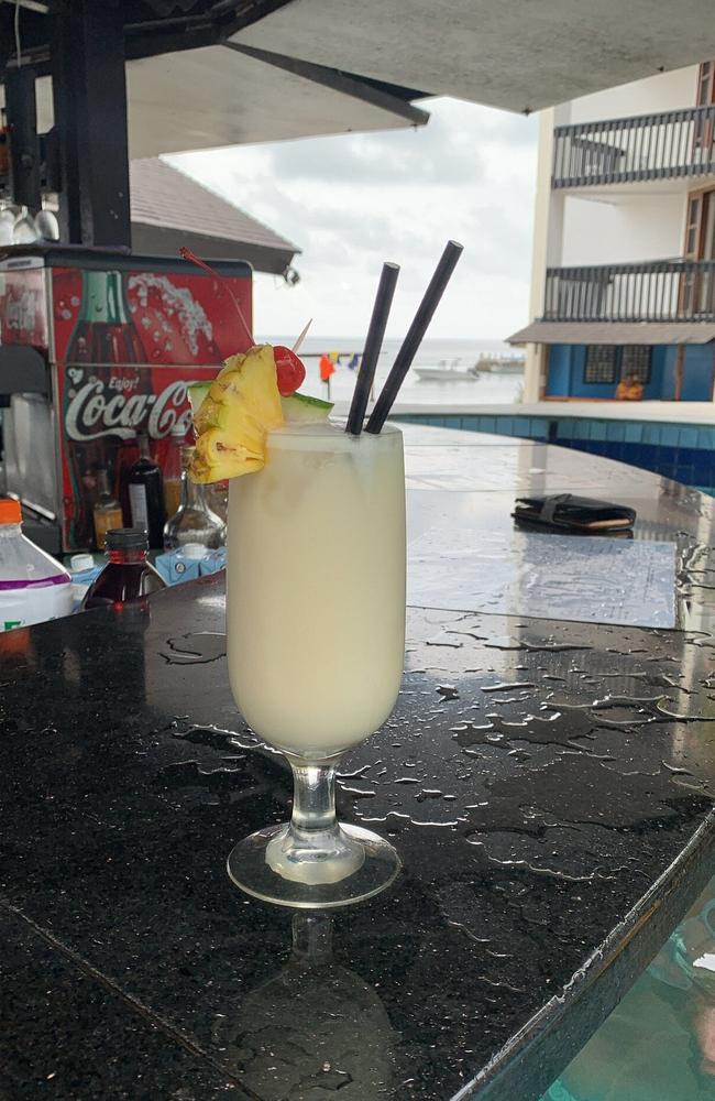 A pina colada at the Warwick resort's bar.