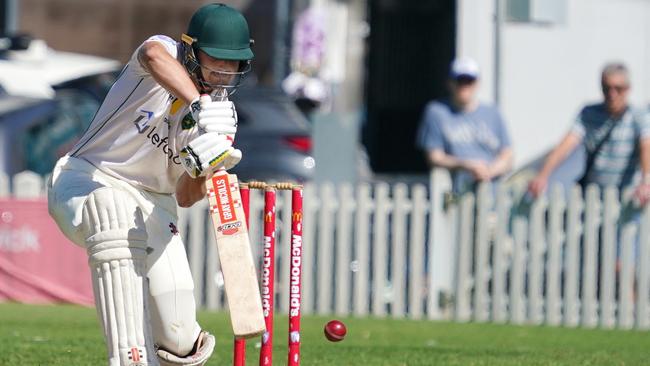 Batsman Ben Mitchell on the front foot for Randy Petes – supplied by Randwick Petersham Cricket Club. Picture: Peter Bannigan