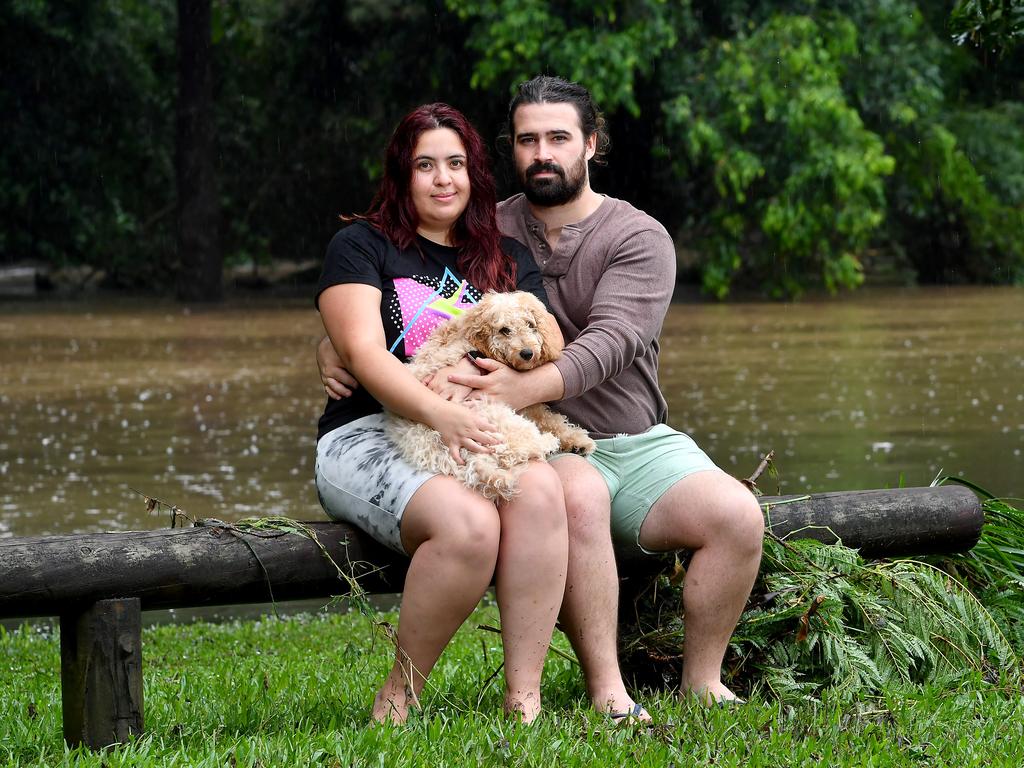 Daniela Vargas and Alex Sturdee with their dog Papita. Picture: John Gass