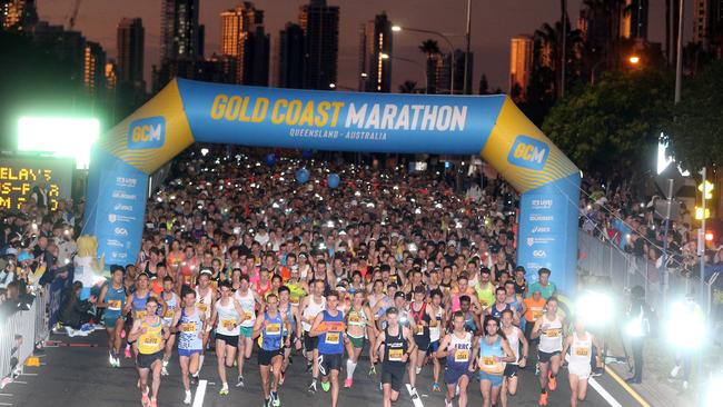 Gold Coast Marathon 2023 Start of the Half Marathon. 1 July 2023 Southport Picture by Richard Gosling