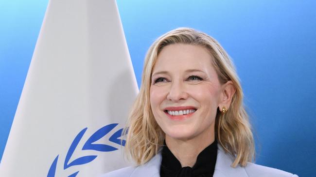 UNHCR ambassador Cate Blanchett at a plenary session at the European Parliament at EU headquarters in Brussels on November 8. Picture: AFP