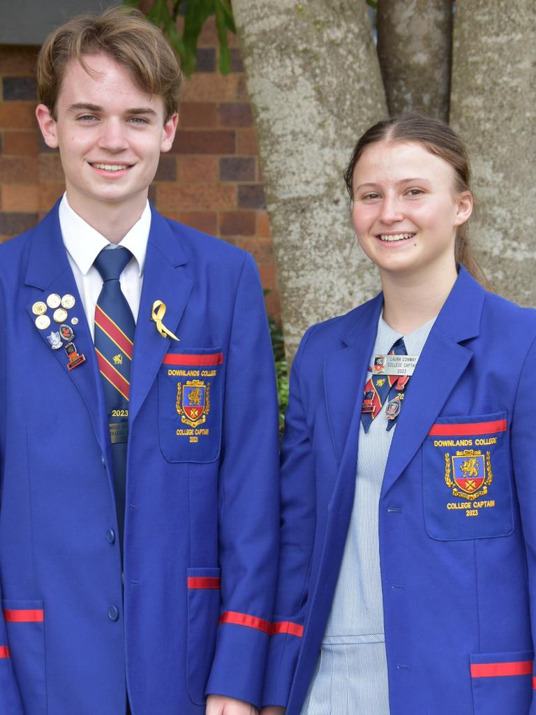 Downlands College students Angus Bennetts and Laura Conway were selected as the school's 2023 captains. Picture: supplied.