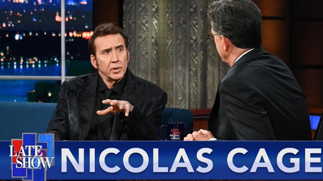 Nicolas Cage appears on The Late Show With Stephen Colbert. Picture: CBS