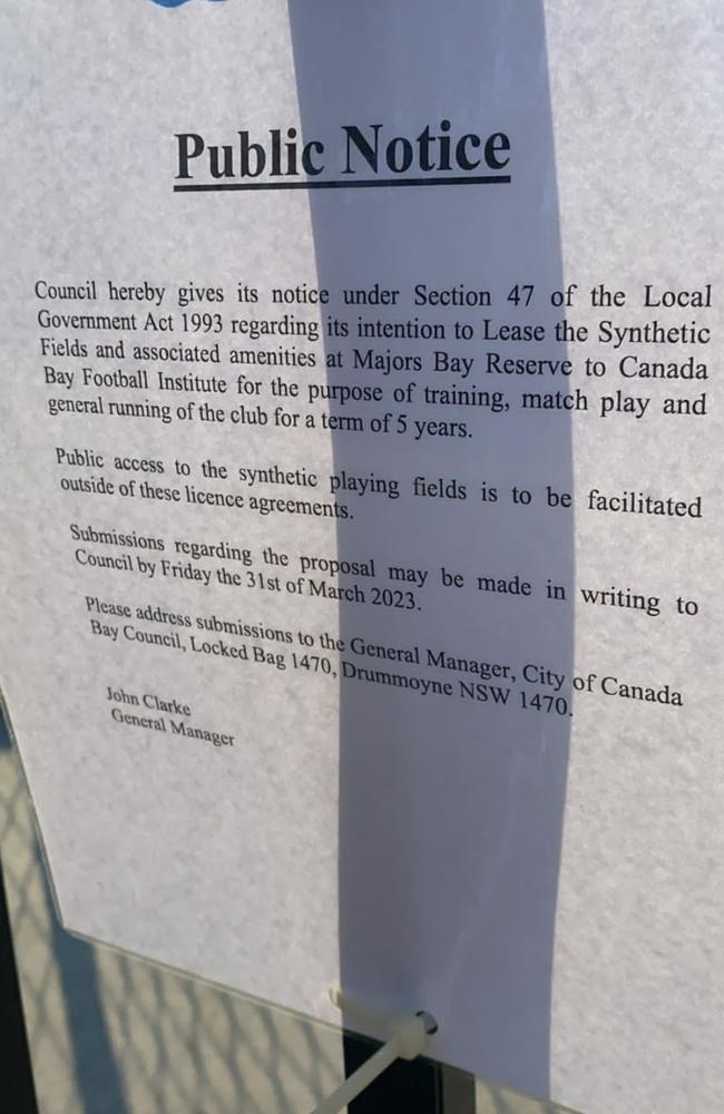 A note on the gates of the reserve highlighting the intention to license the facilities to the CBFI.