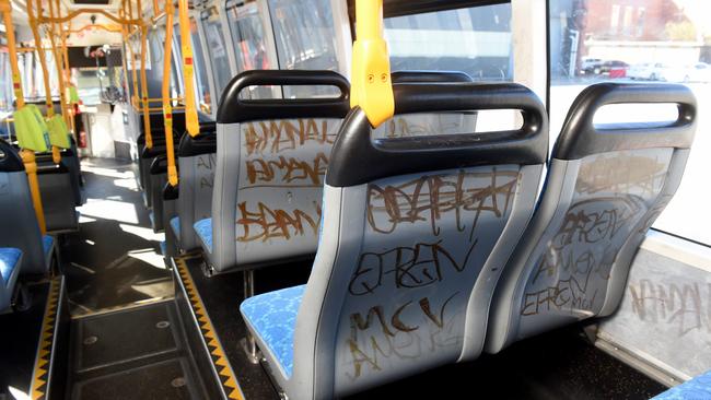 Graffiti is costing Transdev more than $1 million a year to clean up. Picture: Kylie Else