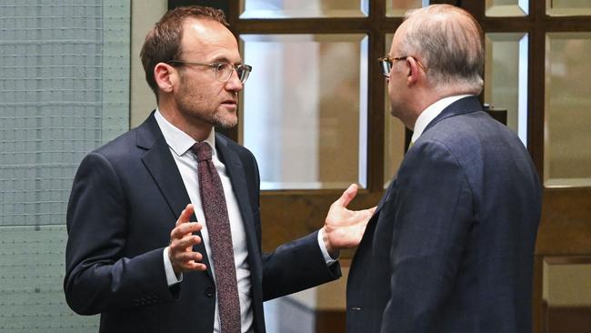 Adam Bandt with Prime Minister Anthony Albanese. Picture: NewsWire/Martin Ollman