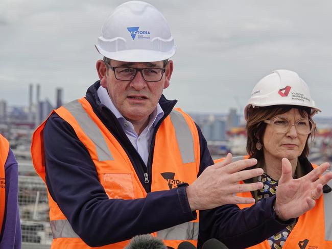 MELBOURNE,AUSTRALIA-NewsWire Photos 20 , 2023: PREMIER DAN ANDREWS. Premier Daniel Andrews and Minister for Health Infrastructure Mary-Anne Thomas to doorstop at Footscray Hospital building site. Picture: NCA NewsWire / Valeriu Campan