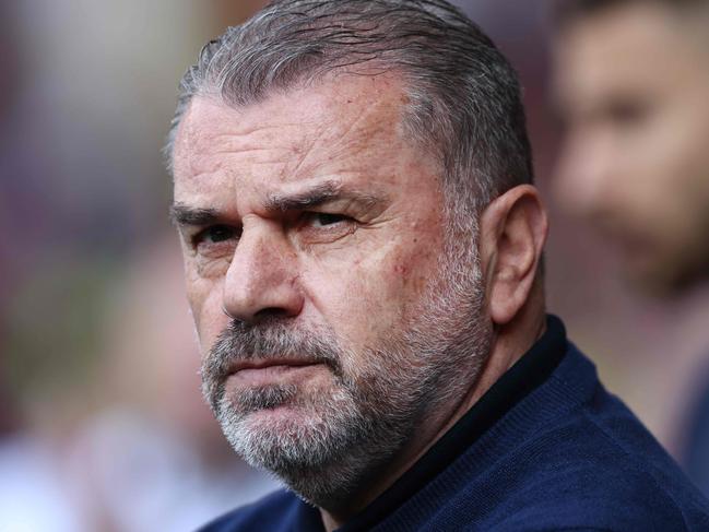 Tottenham Hotspur's Greek-Australian Head Coach Ange Postecoglou looks on ahead of the English Premier League football match between Sheffield United and Tottenham Hotspur at Bramall Lane in Sheffield, northern England on May 19, 2024. (Photo by Darren Staples / AFP) / RESTRICTED TO EDITORIAL USE. No use with unauthorized audio, video, data, fixture lists, club/league logos or 'live' services. Online in-match use limited to 120 images. An additional 40 images may be used in extra time. No video emulation. Social media in-match use limited to 120 images. An additional 40 images may be used in extra time. No use in betting publications, games or single club/league/player publications. /