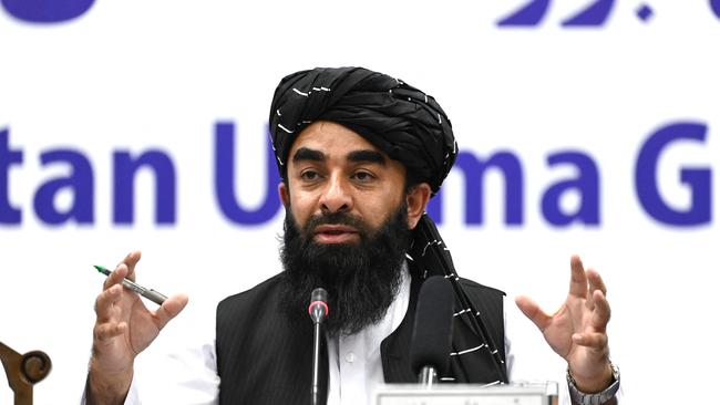 Taliban spokesman Zabihullah Mujahid addresses the media in Kabul last week. Picture: AFP