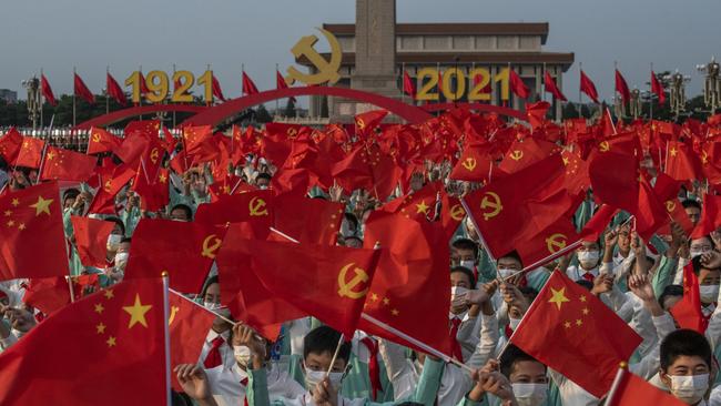 When President Putin ordered for Ukraine to be invaded by Russia, the Chinese embassy ordered its citizens to display Chinese flags “for safety”. Picture: Kevin Frayer/Getty Images