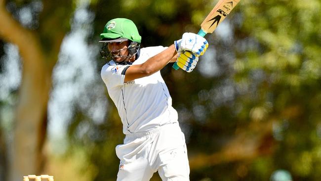 Salman Afridi of Haig Fawkner bats during the Victorian Turf Cricket Association Deer Park Club/Isaacs Howarth Shield Grand Final match between Airport West St Christophers and Haig Fawkner at Etzel Street Reserve, on March 16, 2024, in Melbourne, Australia. (Photo by Josh Chadwick)