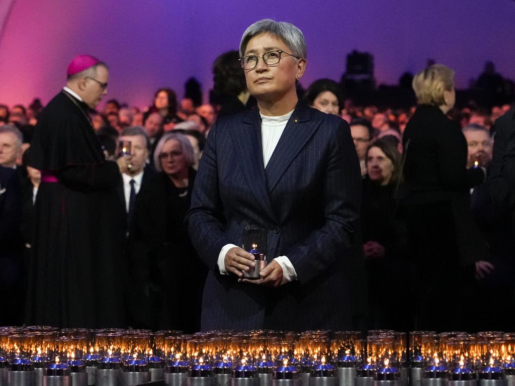 Australian Foreign Minister Penny Wong attended the official ceremony marking the 80th anniversary at the site. Picture: AP Photo/Czarek Sokolowski)