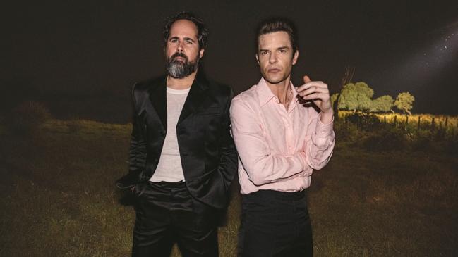 The Killers – Ronnie Vannucci Jr and Brandon Flowers – open their Australian tour with a sellout show in Brisbane. Photo: Rob Loud/ Supplied