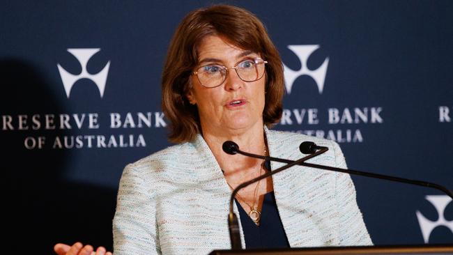 RBA governor Michele Bullock during a press conference following the announcement that interest rates would stay on hold. Picture: Nikki Short/NewsWire