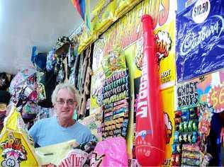 Jim Reglin with some of the many showbags on offer at the Gympie Show. Picture: Renee Pilcher