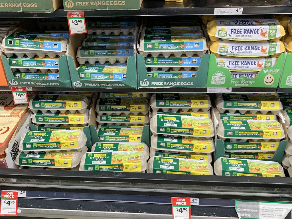 Woolworths introduced a two-pack purchase limit on eggs at its NSW, ACT and Victoria stores last week. Picture: NCA NewsWire/Tertius Pickard
