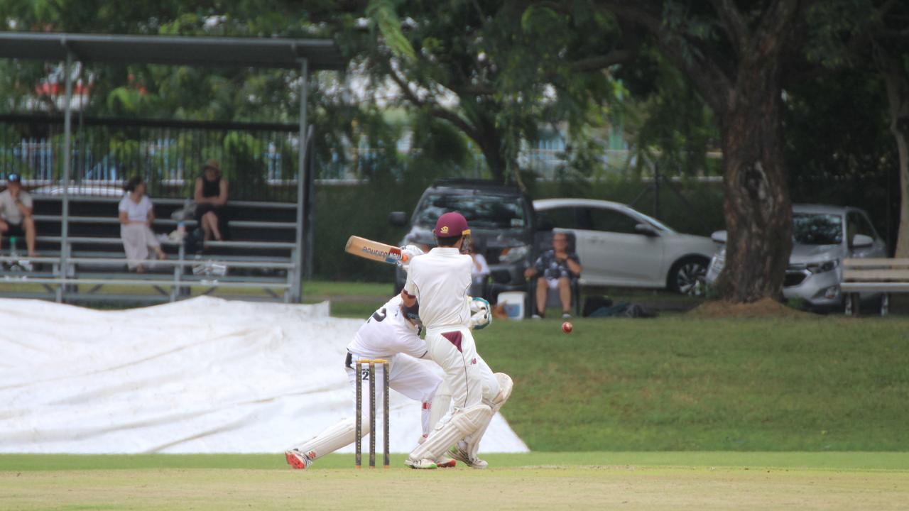 AIC First XI cricket between St Peters Lutheran College and St Laurence’s College. Saturday February 10,2024.