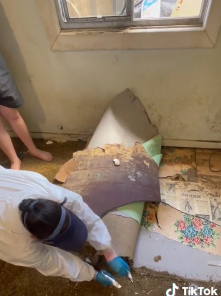 Charlotte Bosanquet was pulling up carpet when she made the rare find. Picture: TikTok