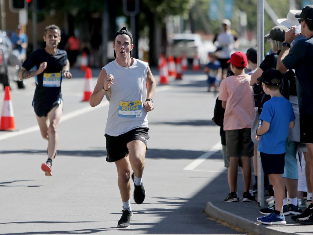 Competitors cross the finish line in the Race to the Taste. Picture: PATRICK GEE