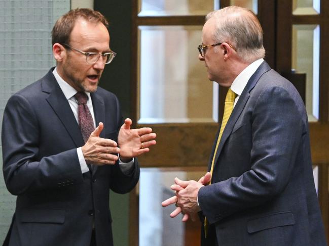 CANBERRA, AUSTRALIA, NewsWire Photos. SEPTEMBER 5, 2023: Leader of the Australian Greens Adam Bandt and Anthony Albanese during Question Time at Parliament House in Canberra. Picture: NCA NewsWire / Martin Ollman