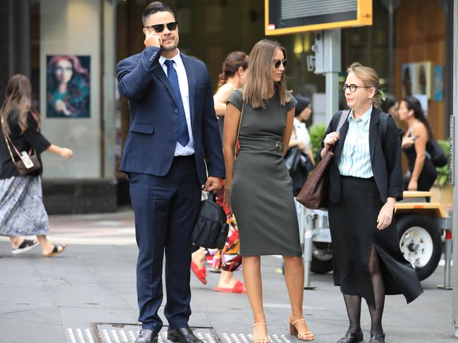 Former NRL superstar Jarryd Hayne and his wife Amelia Bonnici at the Downing Centre Court in Sydney. Picture: NCA NewsWire / Christian Gilles