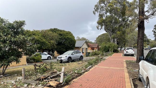 Emergency services were called to Main Rd at Blackwood about 1.45am on Thursday after reports that a Volkswagen sedan had crashed into several buildings and a block of units. Picture: Ben Brennan