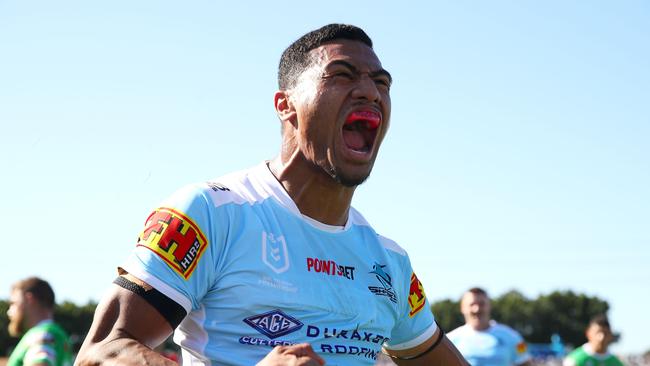 Ronaldo Mulitalo was fired up after scoring. Picture: Mark Kolbe