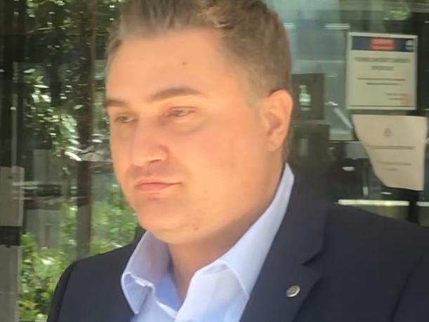 Dimitri Kentrotis, 41, of Bondi Junction leaves Downing Centre Courthouse on Tuesday November 10, 2020. He has denied charges of intimidation and firearm possession.Picture: Daniel McGookin