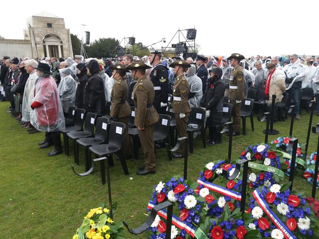 Commemorations for the centenary of Armistice at the Australian National Memorial in Villers-Bretonneux, France. Picture: Ella Pellegrini