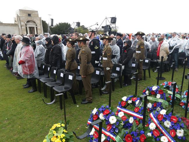 Commemorations for the centenary of Armistice at the Australian National Memorial in Villers-Bretonneux, France. Picture: Ella Pellegrini