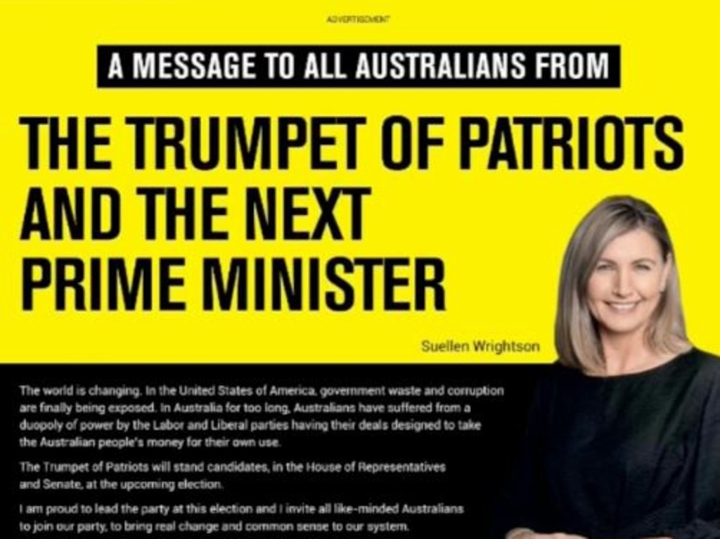 Advisement for the Trumpet of Patriots. Suellen Wrightson