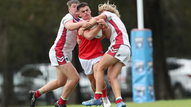 Isaac Laughton in possession for the Dragons in the Laurie Daley SLE Cup Grand Final. Picture: Sue Graham