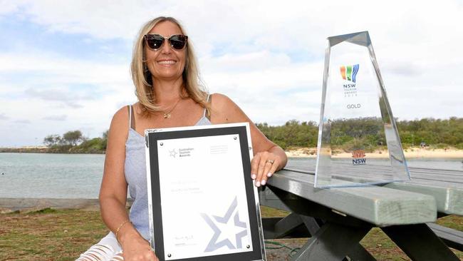 Tania Usher from Blue Ginger Picnics, displays her silver award from the recent Qantas Australia Tourism Awards. Picture: Scott Davis