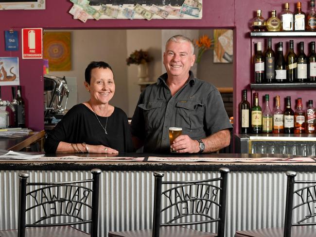 Jamestown's Railway Hotel publicans Shelley Woolford and Rob McKenzie. Photo Naomi Jellicoe