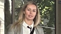 Kingston councillor Jane Agirtan, accused of breaching a personal safety intervention order, during a break outside Melbourne Magistrates' Court.