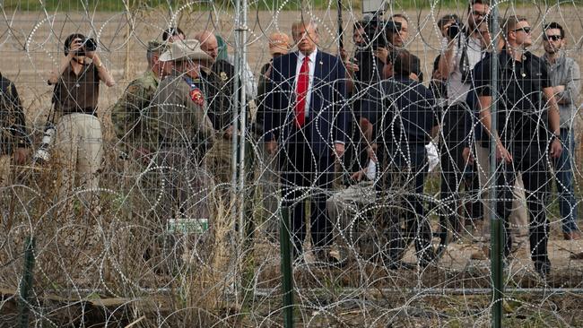 US-President elect Donald Trump visits the US-Mexico border at Eagle Pass, Texas, in February. Picture: Reuters