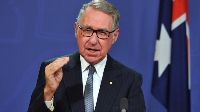 Businessman David Gonski speaking in Sydney on Tuesday. AAP Image/Joel Carrett