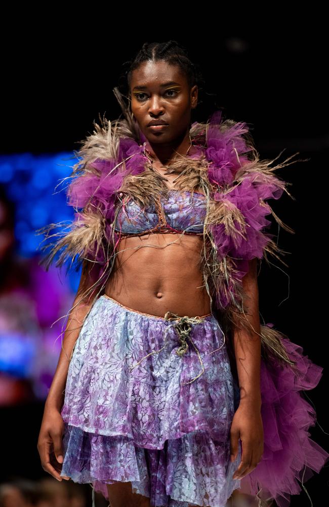 2024 Country to Couture at the Darwin Convention Centre showcases hand-designed First Nations fashion. Picture: Pema Tamang Pakhrin