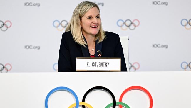 Newly-elected president of the International Olympic Committee (IOC) Zimbabwean Kirsty Coventry. (Photo by Fabrice COFFRINI / AFP)