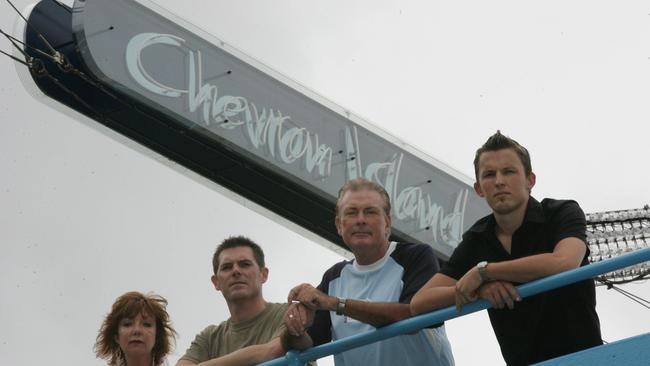 2005: The angry shop keepers of Chevron Island wanted more tourists. (L to R) Julie Fisher, Scott Serone, Bill Prosser, Martin Tonkin. Picture: Richard Webb