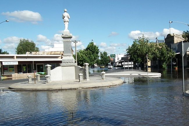 <p>Flooding in the main street of Charlton.</p> <p>Picture: Hadyn Jones</p>